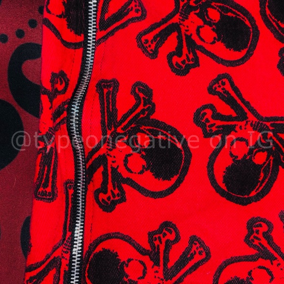 (SOLD) Lip Service Rock Sl*t Red Skull Zipper Mini Skirt - Picture 2 of 4